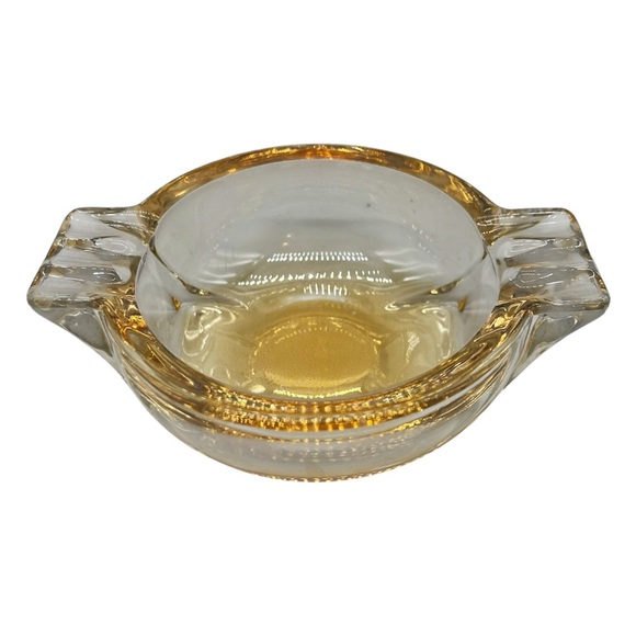 Vintage MCM Ashtray Carnival Iridescent Marigold Depression Glass - Picture 1 of 3
